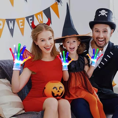 Miniatura 2 de Guantes LED de 5 colores, 6 modos de iluminación, guantes de luz intermitente para dedos rave, juguetes divertidos (L)