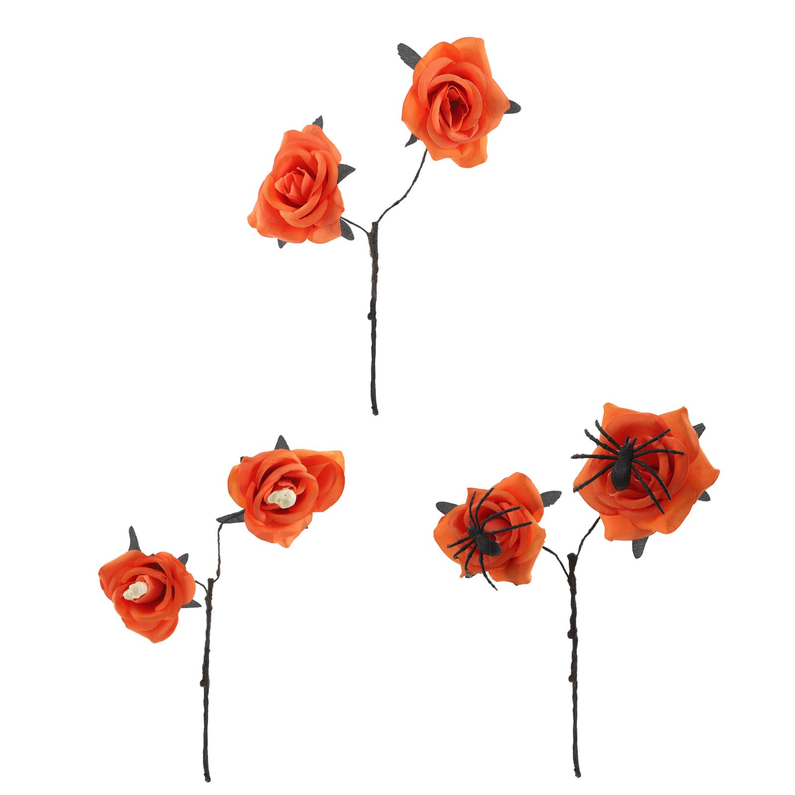 JSGHGDF 3Pcs Artificial Fabric Rose with Arachnid Realistic Rose Flower Arrangement for Halloween Decoration Silk Cloth Fraudulent Roses