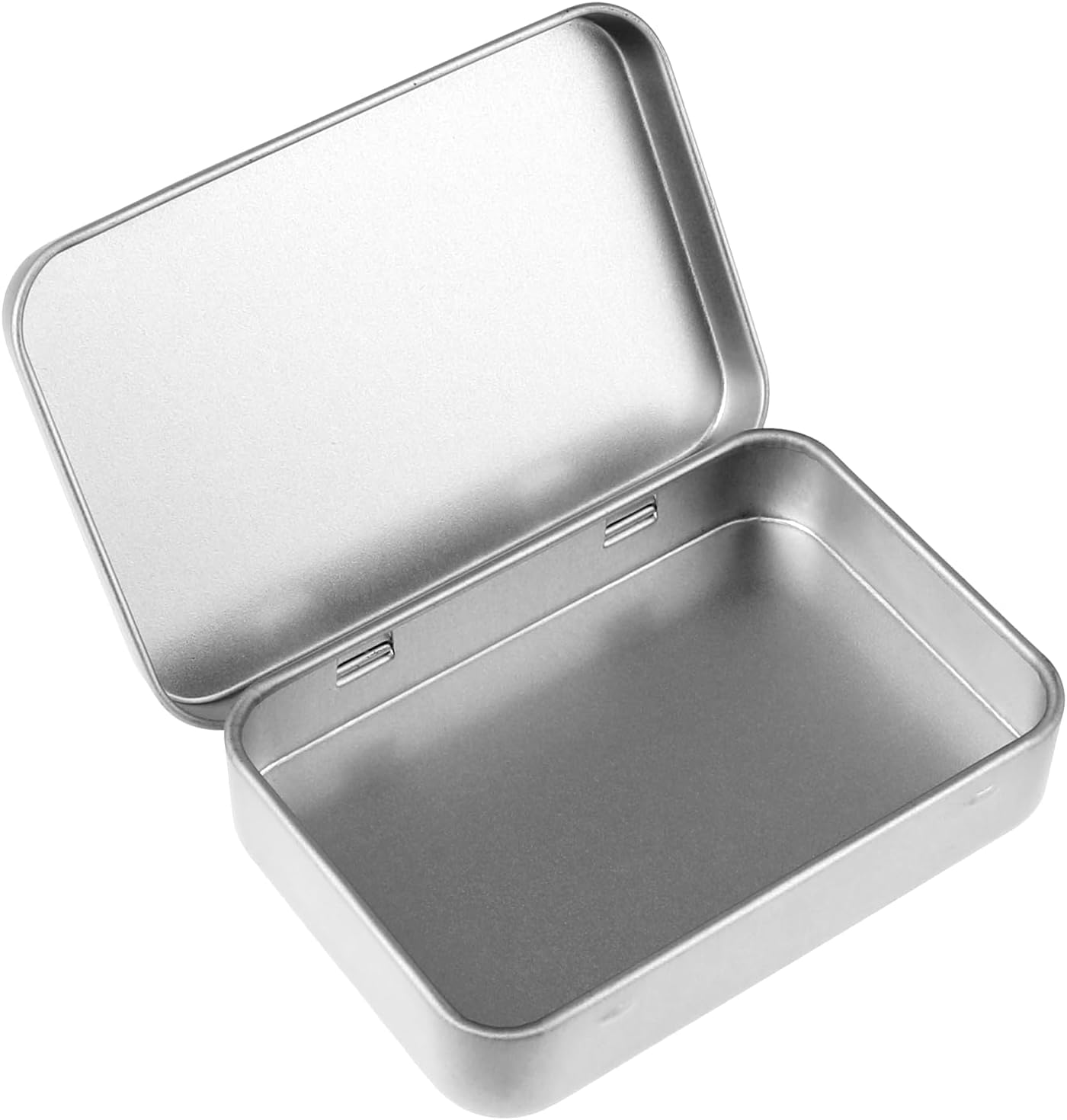 Silver Aluminium Small Tin - Portable Rectangular Metal Hinged Tin Box Container Mini Portable Small Storage Container with Lid for Make Up, Candles, Jewellery,(PACK OF -1)-image-14