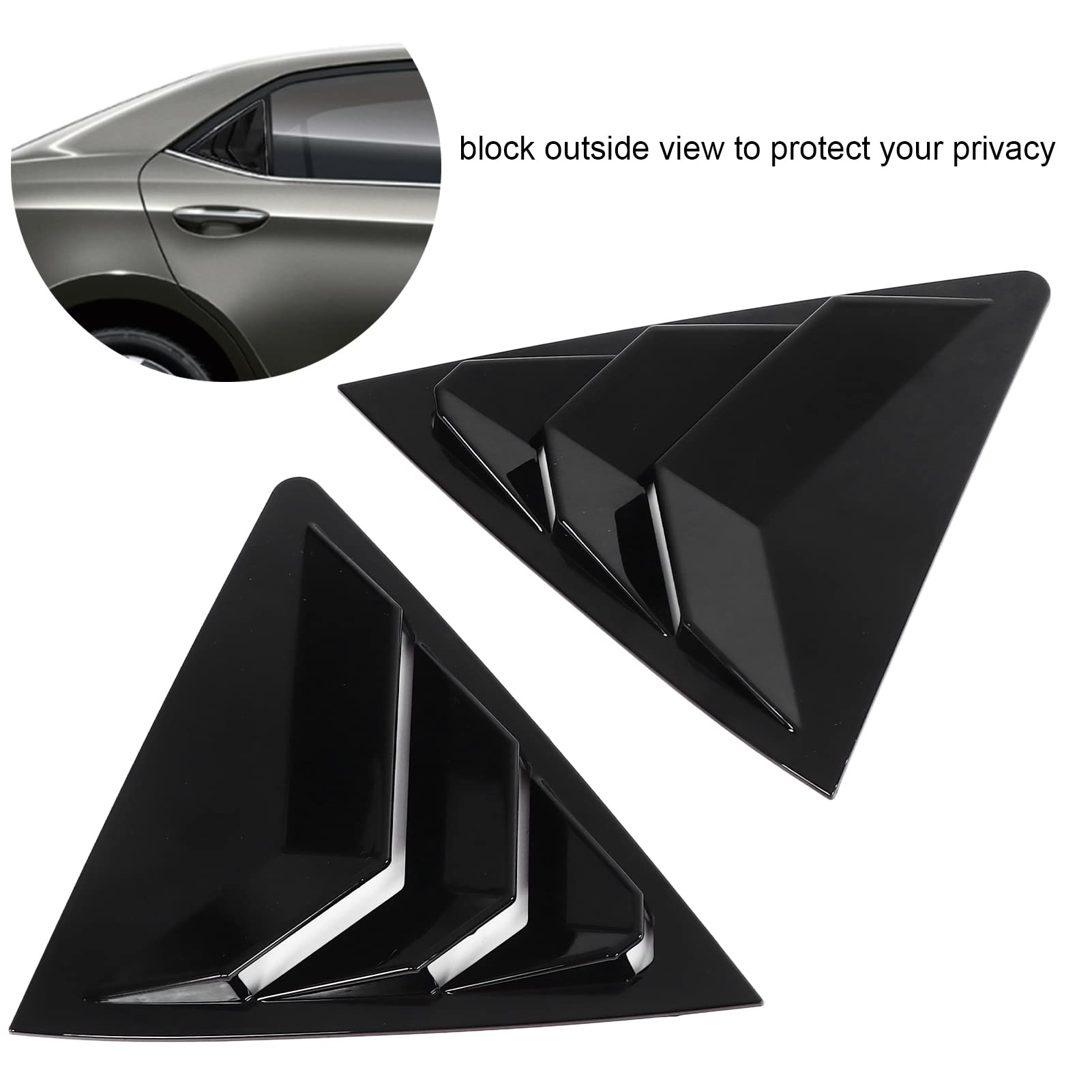 Side Window Louver Shades : Black Rear Window Vent Cover, Compatible with HyundaiElantra 2016 2020, 2Pcs