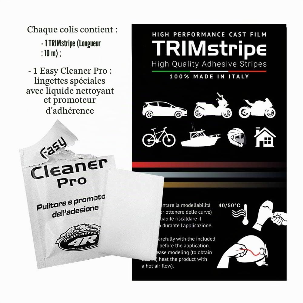4R Quattroerre.it 10533 Trim Stripes Bandes Adhésives Triples pour Voitures, Rouge, 3F 50 mm x 10 MT