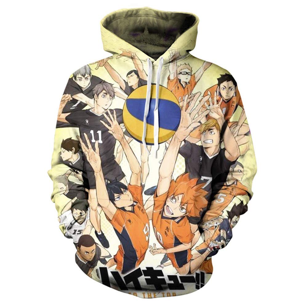 Elibeauty lunanana Haikyuu Hoodie, Hinata Shoyo Kageyama Tobio Pullover Sweatshirt Outwear Top Sweater (Multicolour, M)