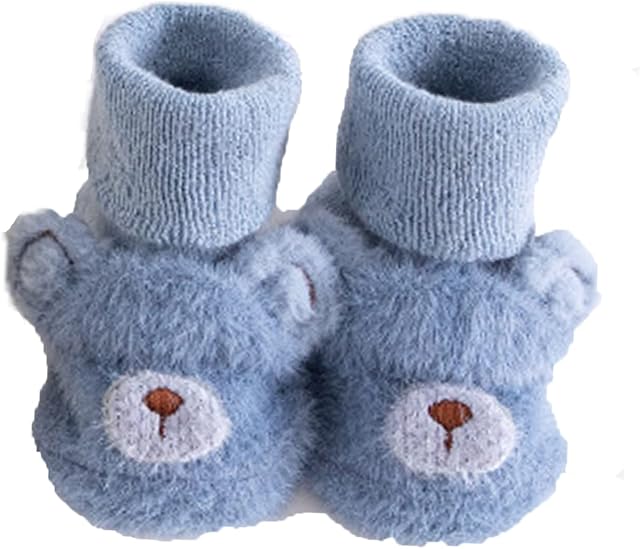Baby Toddler Thermal Socks Anti-slip Grip Ankle Socks Cute Cartoon Animal Rabbit Pattern Sock Bootie Winter Thick Baby Fuzzy Floor Socks Infant Warm Indoor Velvet Socks for Boys Girls 1-3 Years Old