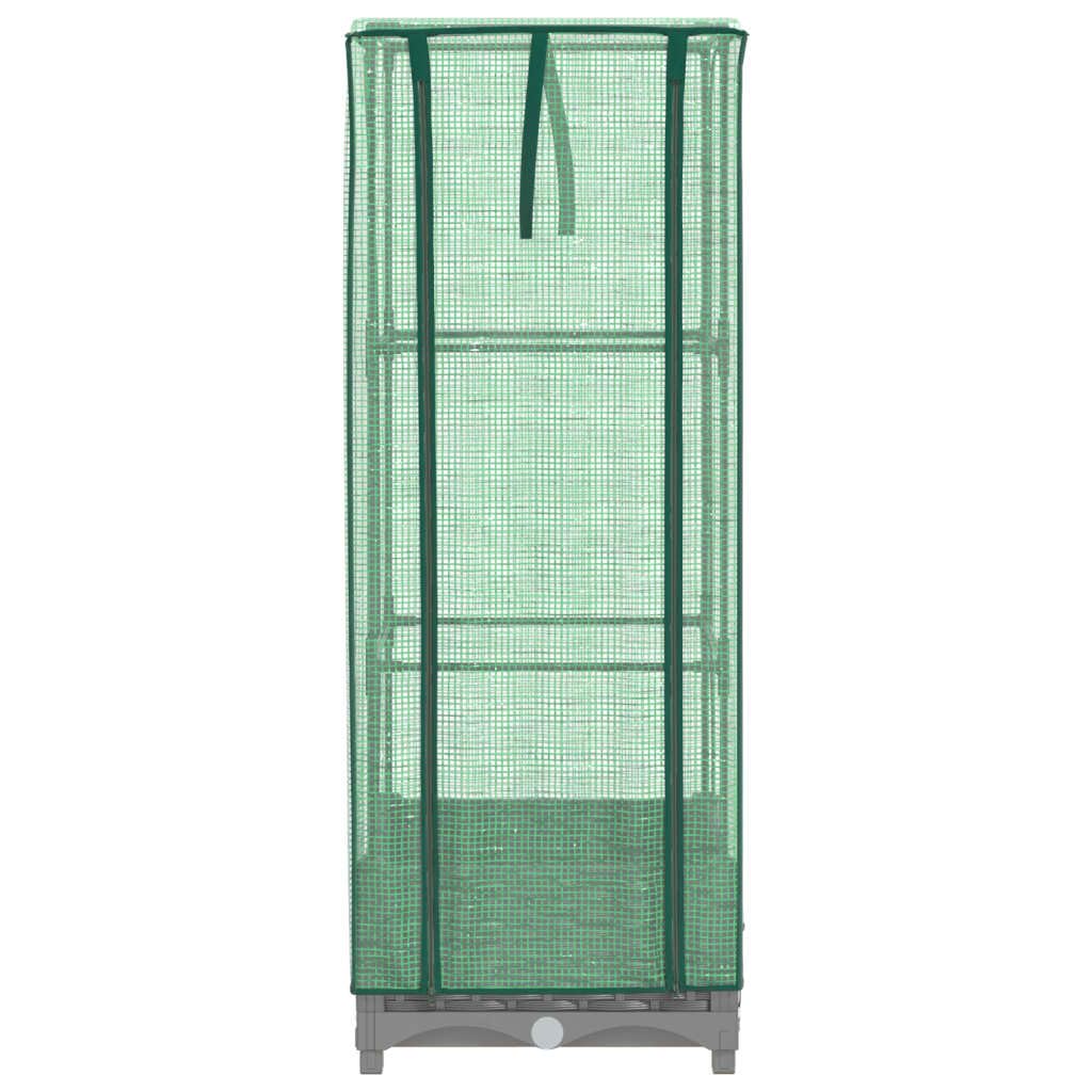 Bancal alto con accesorio de invernadero, 40 × 40 × 123 cm, aspecto de ratán, marco de hierro, semillero gris para balcón, jardín, cocina Urban Gardening