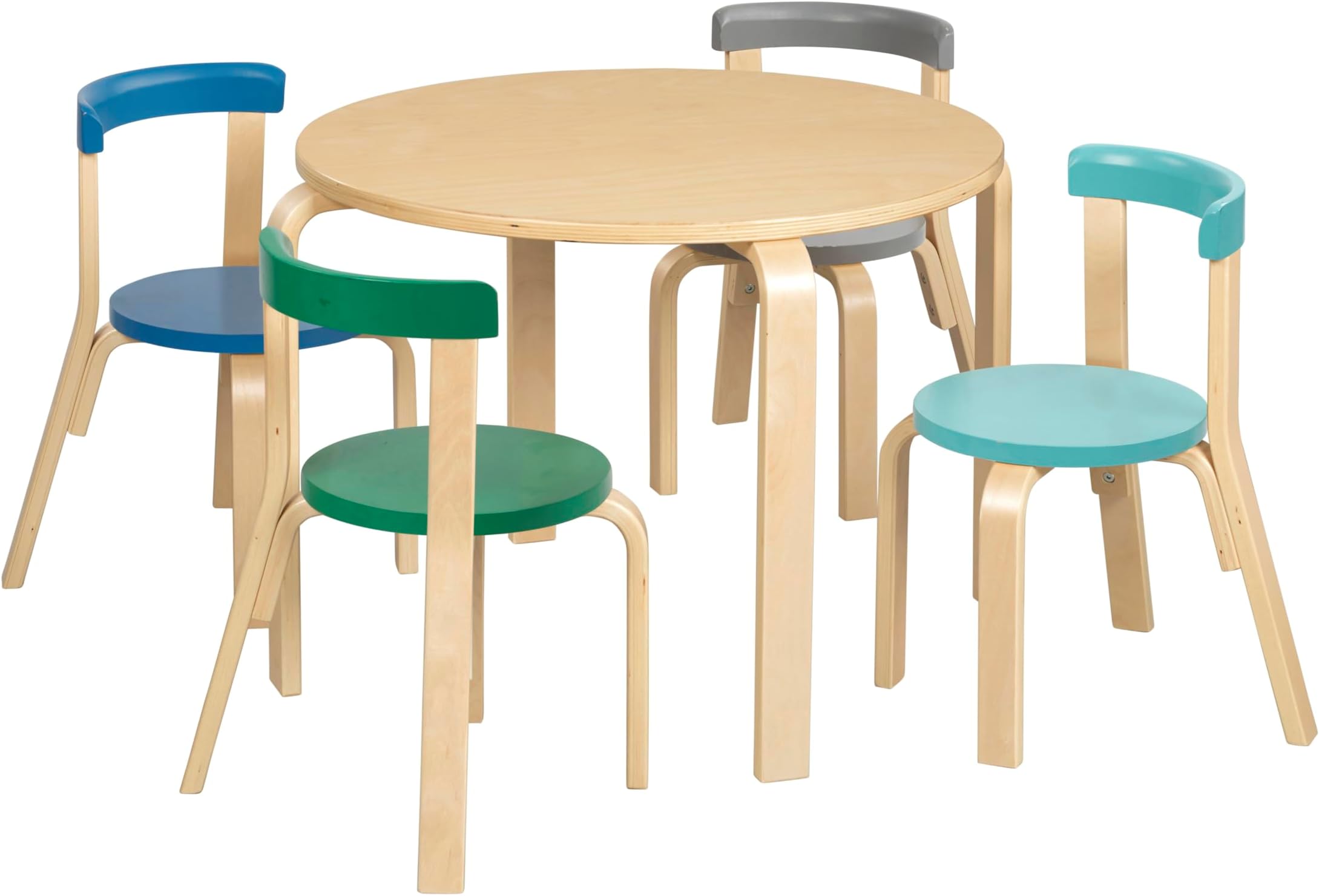 Bentwood Table and Curved Back Chair Set, Kids Furniture, Contemporary, 5-Piece