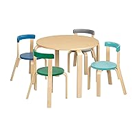 Vista 15 de ECR4Kids juego de mesa y silla de madera curvada y respaldo curvo, muebles para niños, natural, 5 piezas