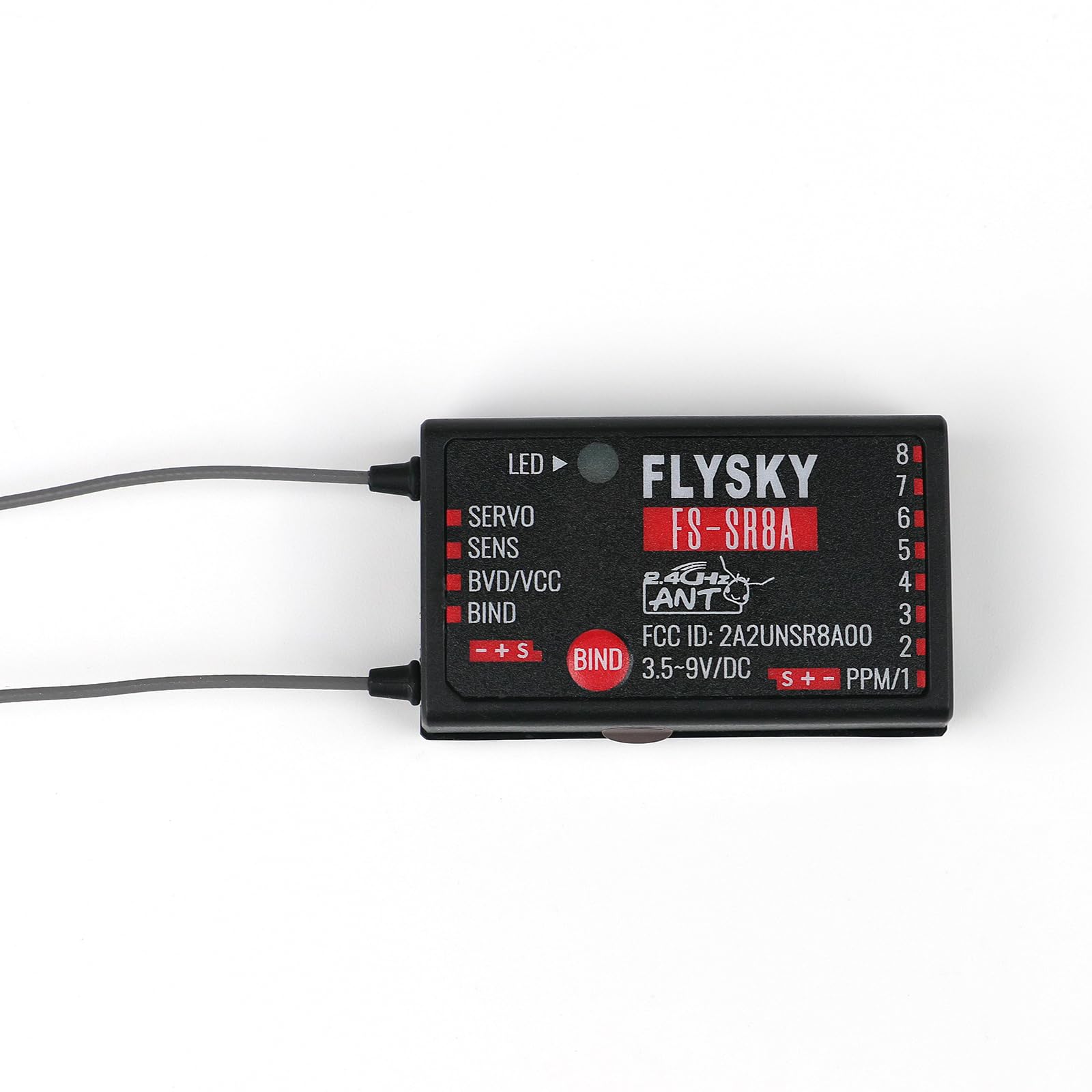 Flysky FS-SR8 2.4GHz ANT Protocol 8 Channel Receiver for FS-ST8 RC Transmitter RC Car Boat and Helicopter