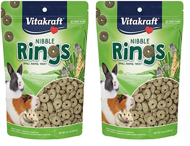 Nibble Rings Small Animal Treats - Crunchy Alfalfa Snack - for Rabbits, Guinea Pigs, Hamsters, and More (Pack of 2)