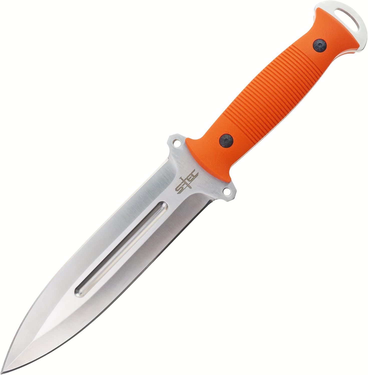 S-TEC Tactical Hunting Fixed Blade G10 Composite Handle Knife w/Kydex Sheath (Orange)