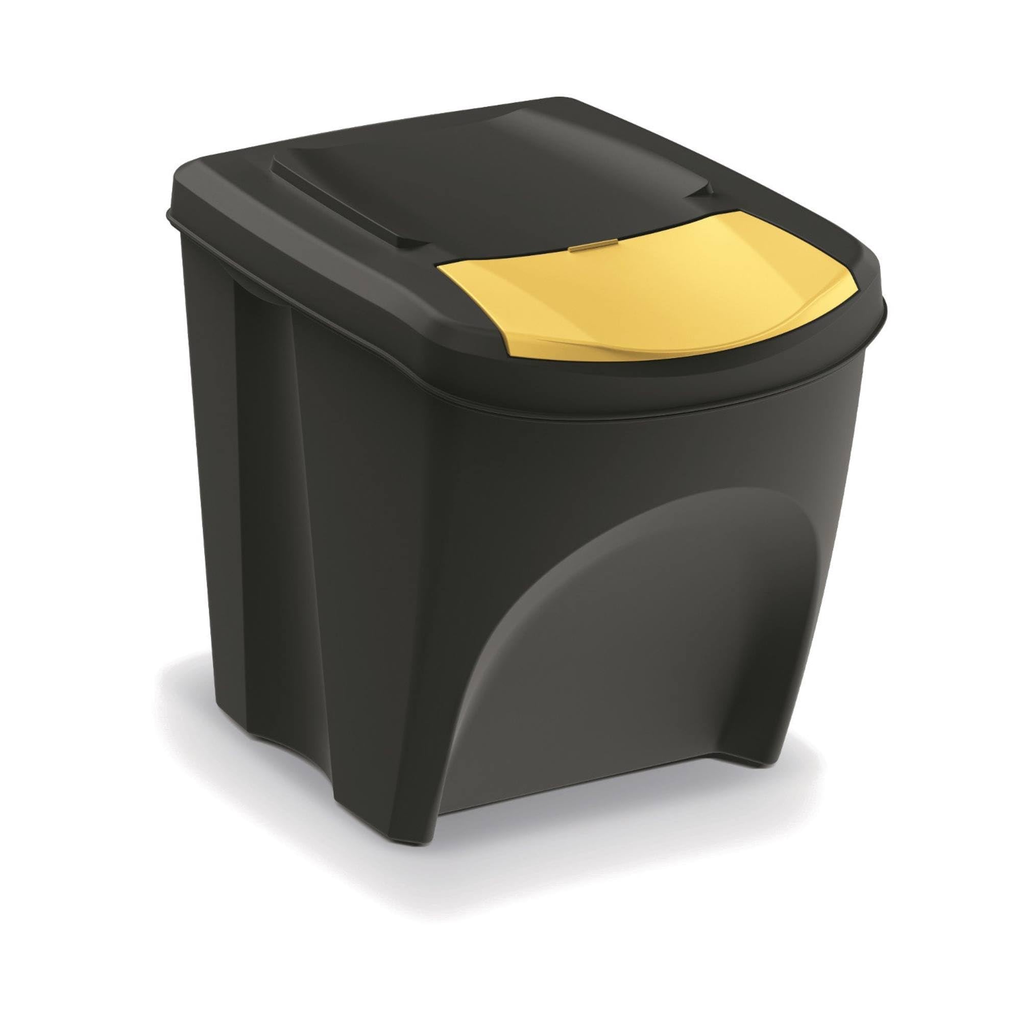 WELL HOME MOBILIARIO & DECORACIÓN Zestaw 4 pojemników na śmieci w 100% z tworzywa sztucznego z recyklingu, czarny, 4x 25 l