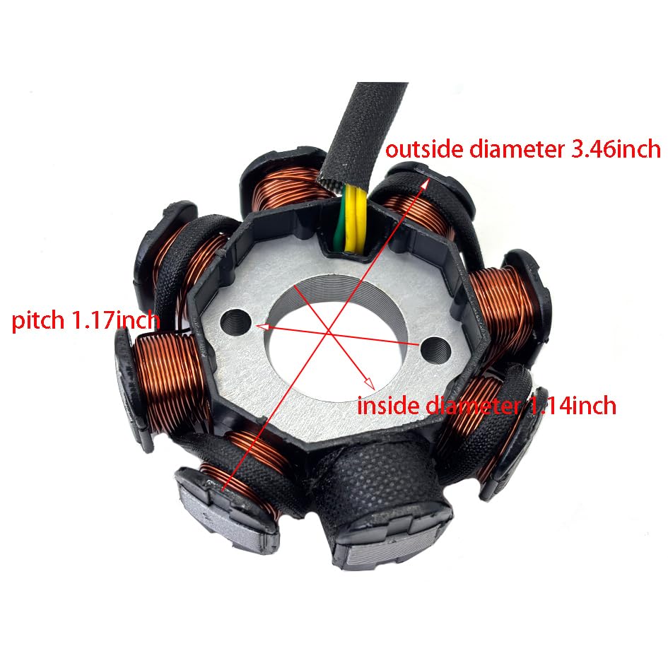 GY6 Magneto Stator Flywheel Rotor Kit,8 Coil Copper Stator for GY6 125cc 150cc 152QMI 157QMJ Scooter Moped ATV Go-Kart Engine,High Performance Flywheels with Flywheel Puller&Clutch Lock Tool (8 Coil)