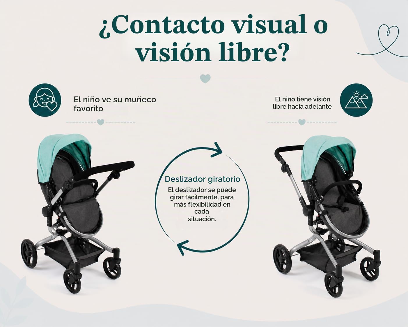 Cochecito para muñecas Yolo 2 en 1 para niños de 4 a 8 años