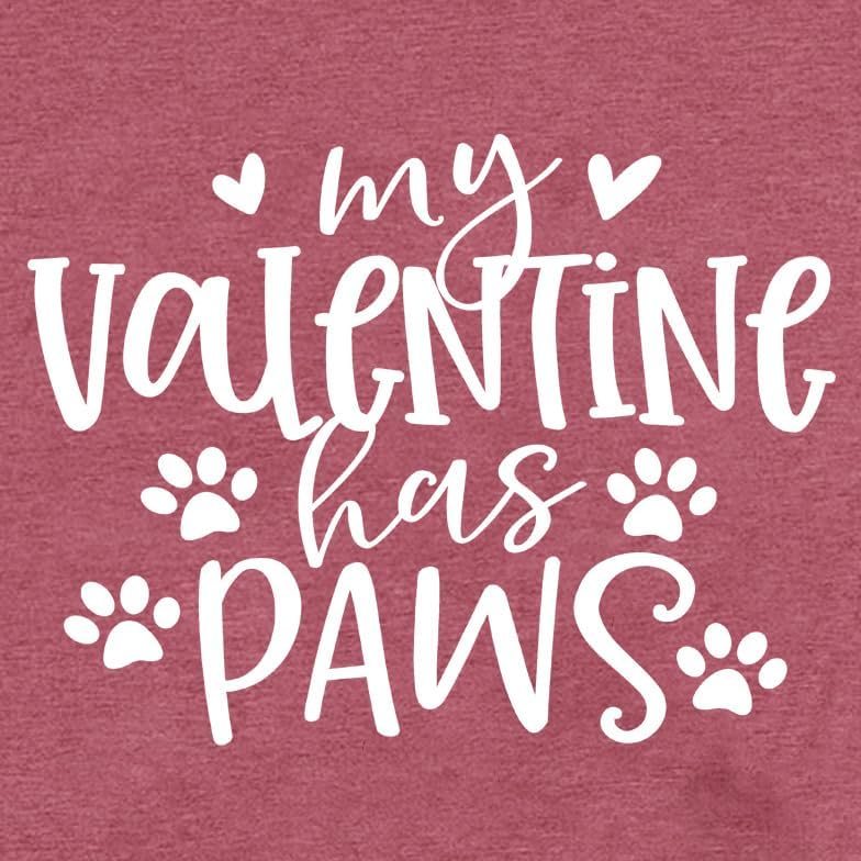 Valentines Day Shirts for Women My Dog is My Valentine T-Shirt Dog Paw Love Heart Print Tee Tops - Image 6