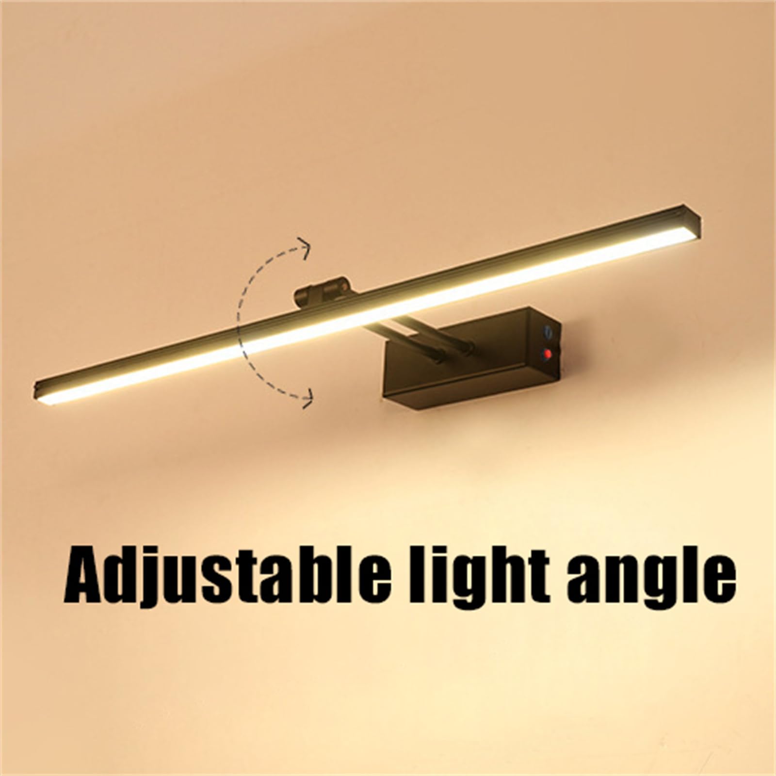Lampa ścienna LED 180° z przełącznikiem, lampa ścienna, bateria, ładowana przez USB, lampa ścienna, nowoczesna lampa nad lustro, dekoracyjne oświetlenie ścienne do szafy (czarne, ciepłe światło, 40