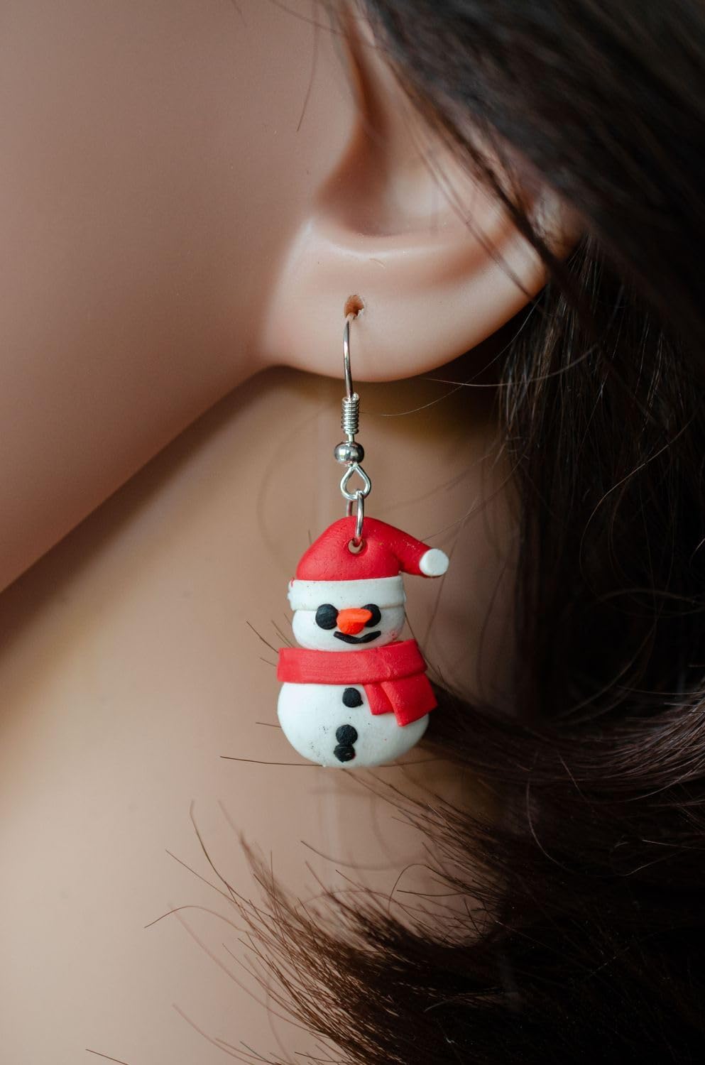 Snowman Flat Earrings Snow Winter Christmas Xmas Hangers Miniblings Red White