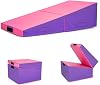 Gymnastics Mat Foldable Incline – Wedge Exercise Tumbling Mat with Carry Handles, Non Slip PU Leather, Yoga Mats for Home Fitness Aerobic Exercise Portable Training Mat for Kids