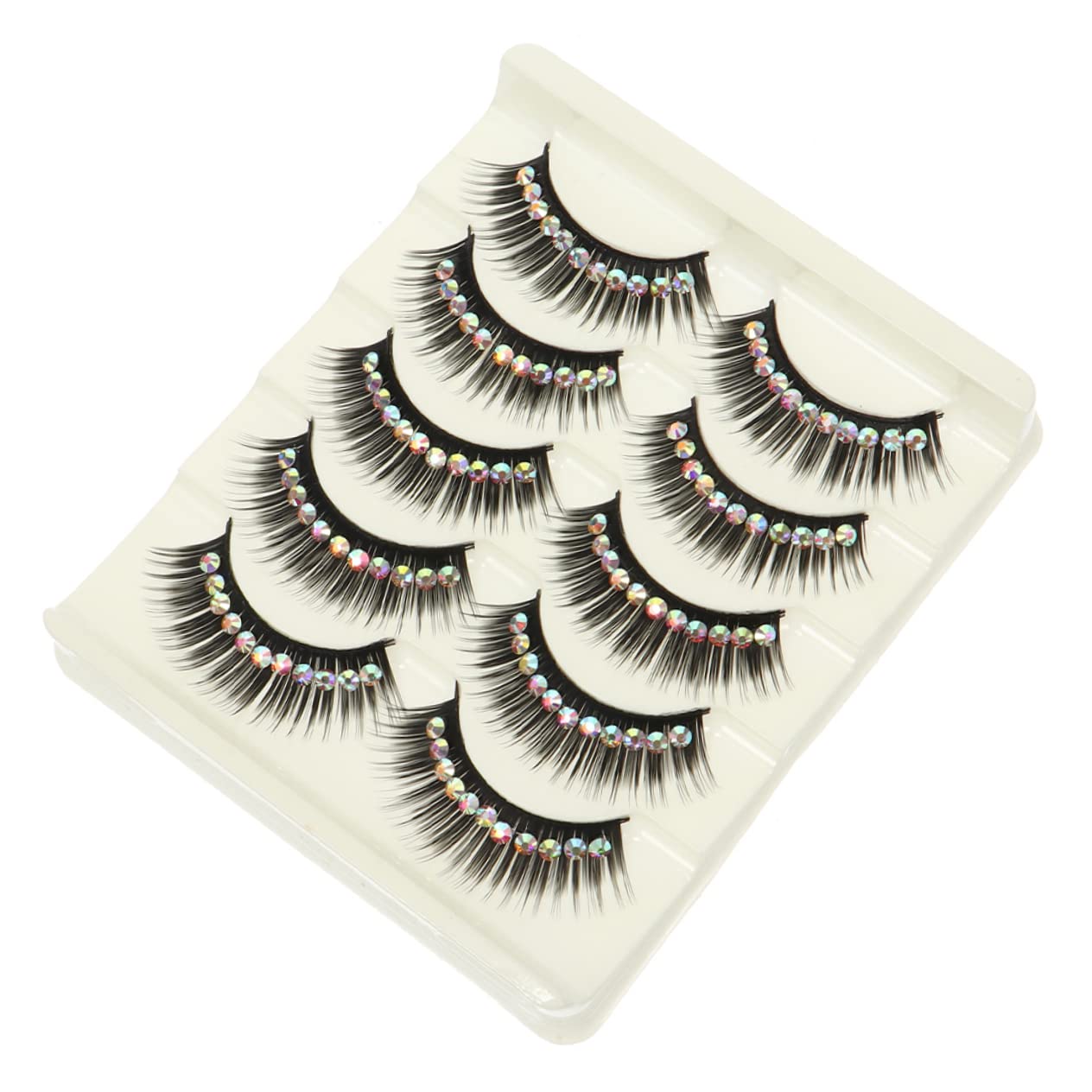 Didiseaon 4 Set Di Ciglia Finte Decorative Di Gemme Per Occasioni Look Rapido E Distintivo Per Le Donne 10 Paia*4