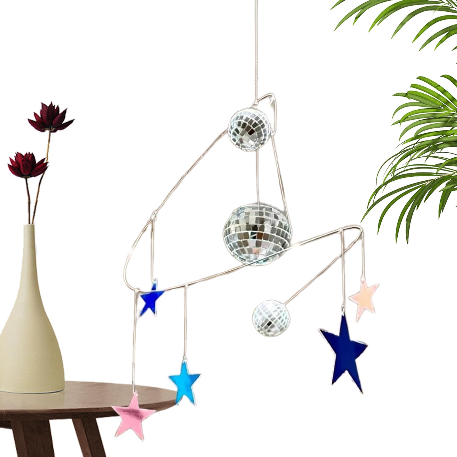 Attrape-soleil extérieur en spirale déco avec boule disco et étoile, réflecteur pour balcon