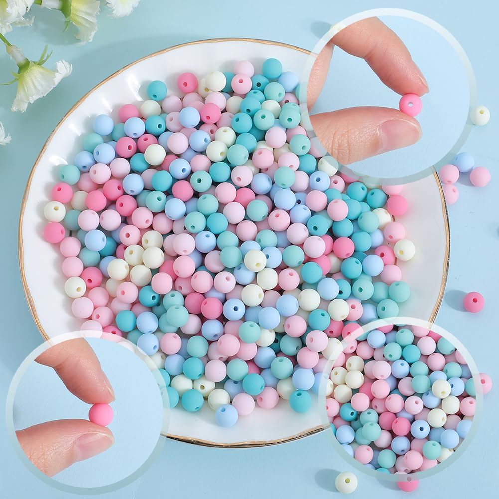 1000 Mxed Pastel Color Acrylc Mn Round Beads 4mm Smooth Ball Spacer