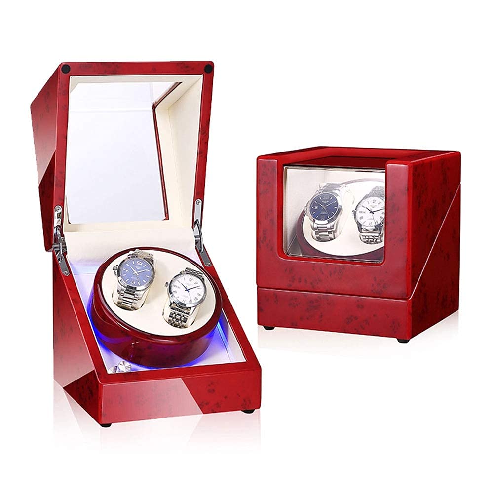 CGCSYZ Double Automatic Watch Winder For 2 Wristwatches Stock Display Box 5 Rotation Mode Mute Motor Luxury Wooden Piano Lacquer