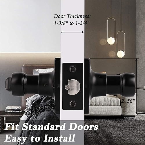 Miniatura 4 de knobelite Palanca de puerta exterior, 1 paquete de cerradura de puerta de entrada, cerradura de seguridad, manija de puerta ondulada negra para