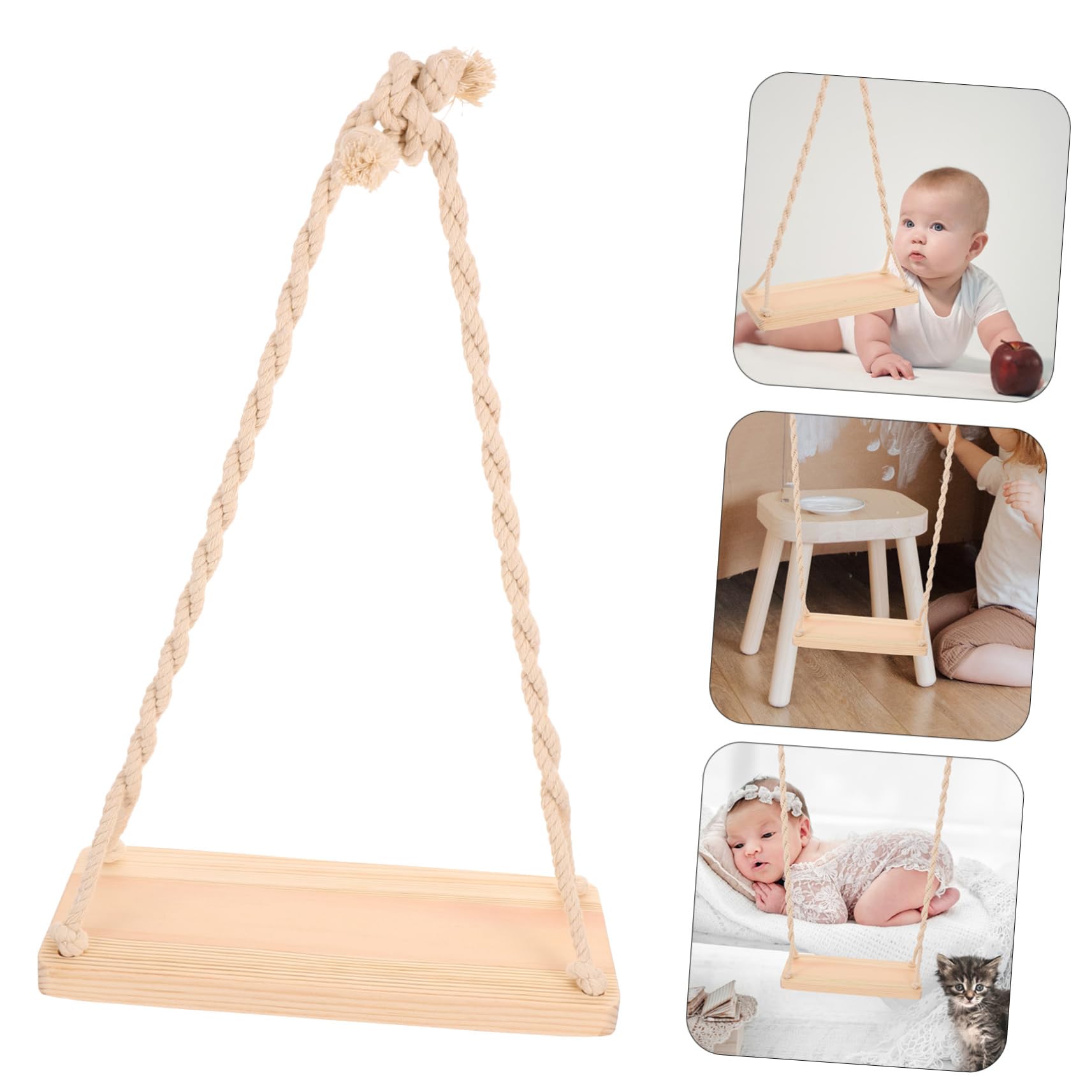 Toddmomy Columpio de Madera para Fotografía Accesorio Ligero y Portátil para Sesiones de Fotos Decoración Natural para Fotográfico y Muebles Infantiles