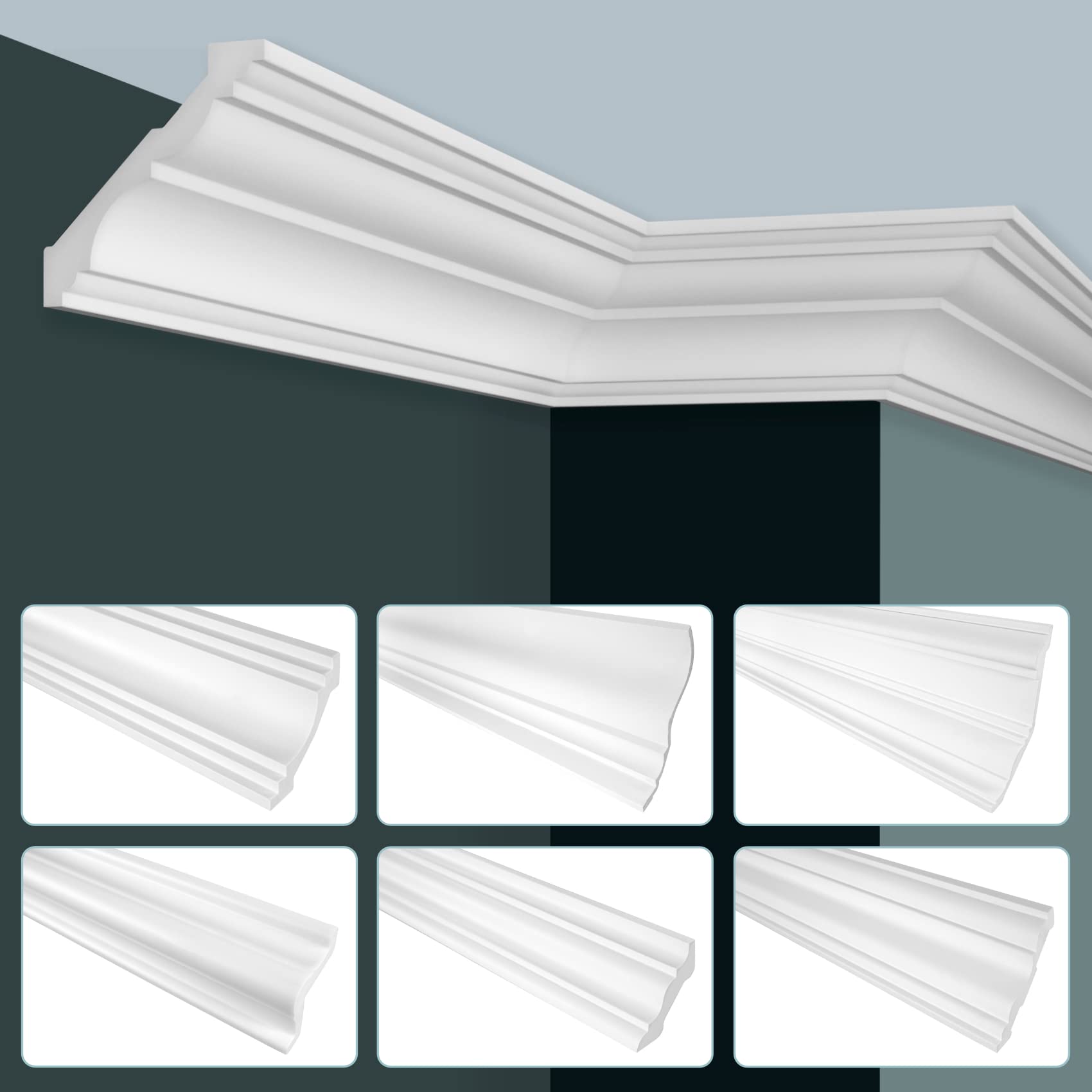 GRAND DECOR Modanature per stucchi a soffitto moderne, schiuma rigida PU bianca - 2m modanature per soffitto lisce decorative modanature (2 metri P811)