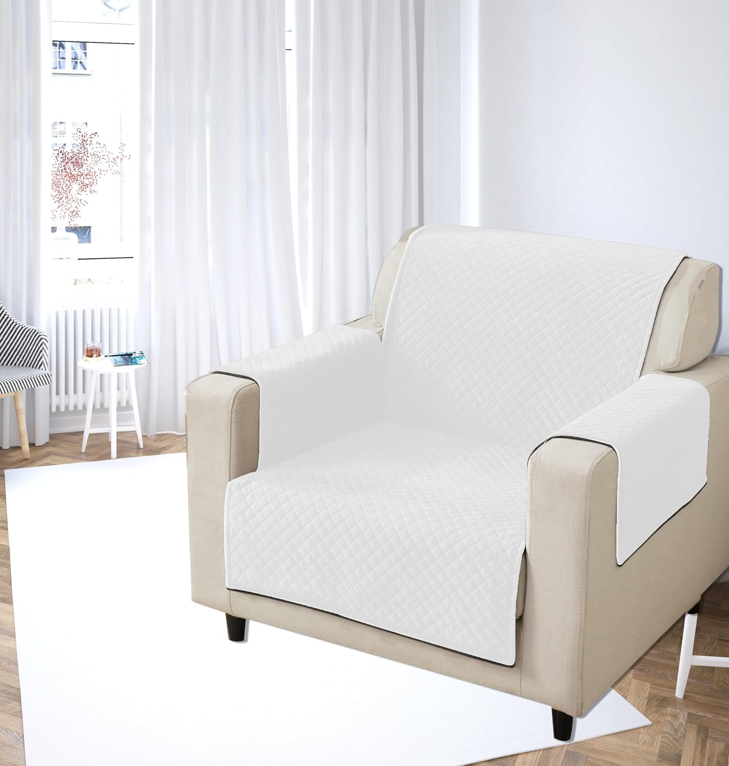 aeTHEric Velvet Quilted Universal Elastic Sofa Cover Non-Slip Sofa Protector 6 Seater(3+3) Armchair Cover with Machine Washable Adjustable Elastic Straps-image-0