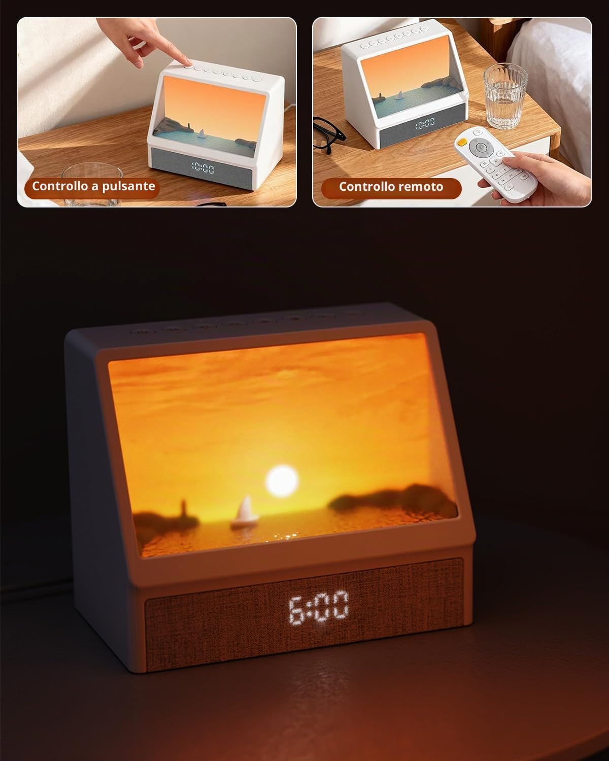 Sveglia Luce con Simulazione ,Multiple Suoni Naturali,Lampada da Notte Regolabile ,2025 Upgrade Wake-up Light,Bluetooth Speaker Lamp ,Dimmable Clock for Adults Kids [Classe di efficienza energetica G]