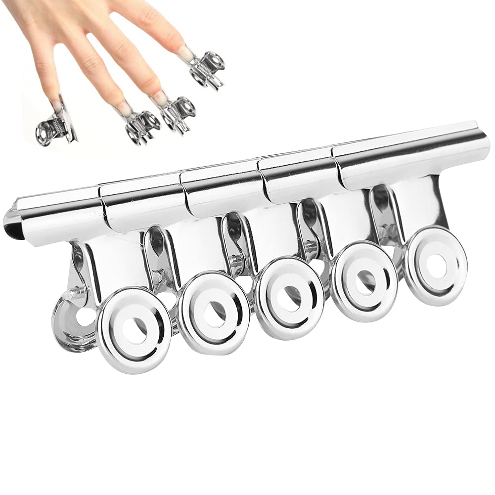 5 Pcs Pinces à Ongles, Nail Art Clips en Acier Inoxydable Argent C Courbe Clous D'extension D'ongle Accessoires Multifonctionnels D'art D'ongle pour L'extension D'ongle de Doigt de Polygone