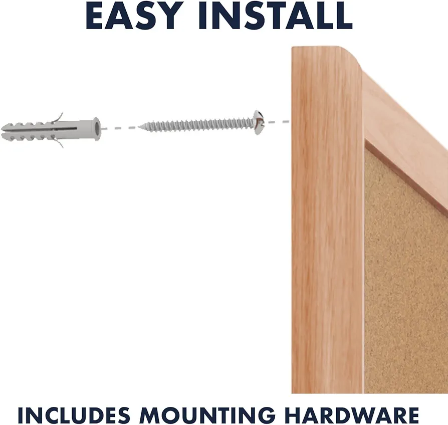 Quartet Cork Board Bulletin Board, 23" x 35" Framed Corkboard, Oak