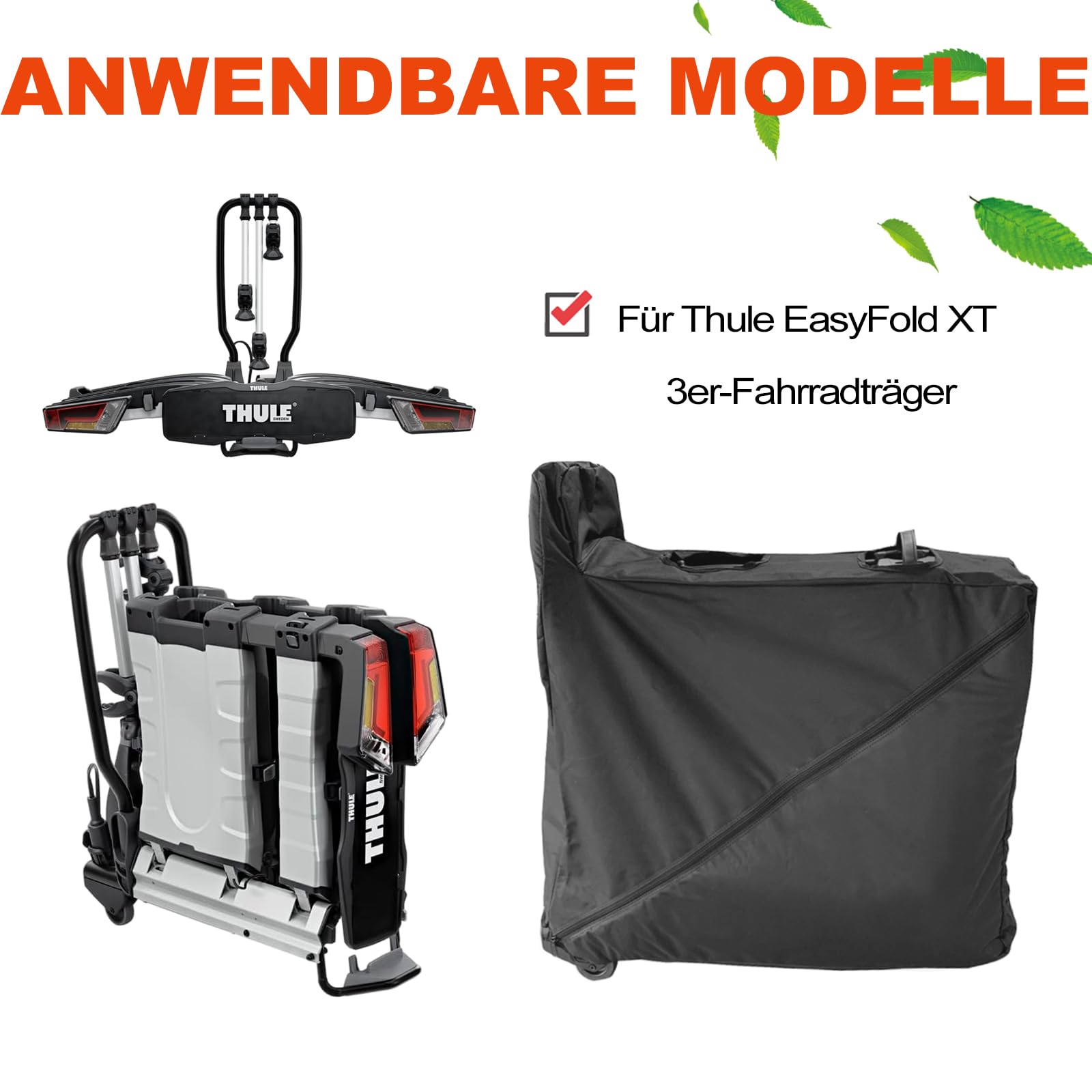 Tasche für Thule Fahrradträger Easyfold XT 3, Wasserdicht Transporttasche für Thule 934100 Kupplungsträger, Fahrradträgertasche aus Strapazierfähigem 600D Oxford-Gewebe, Staubdicht