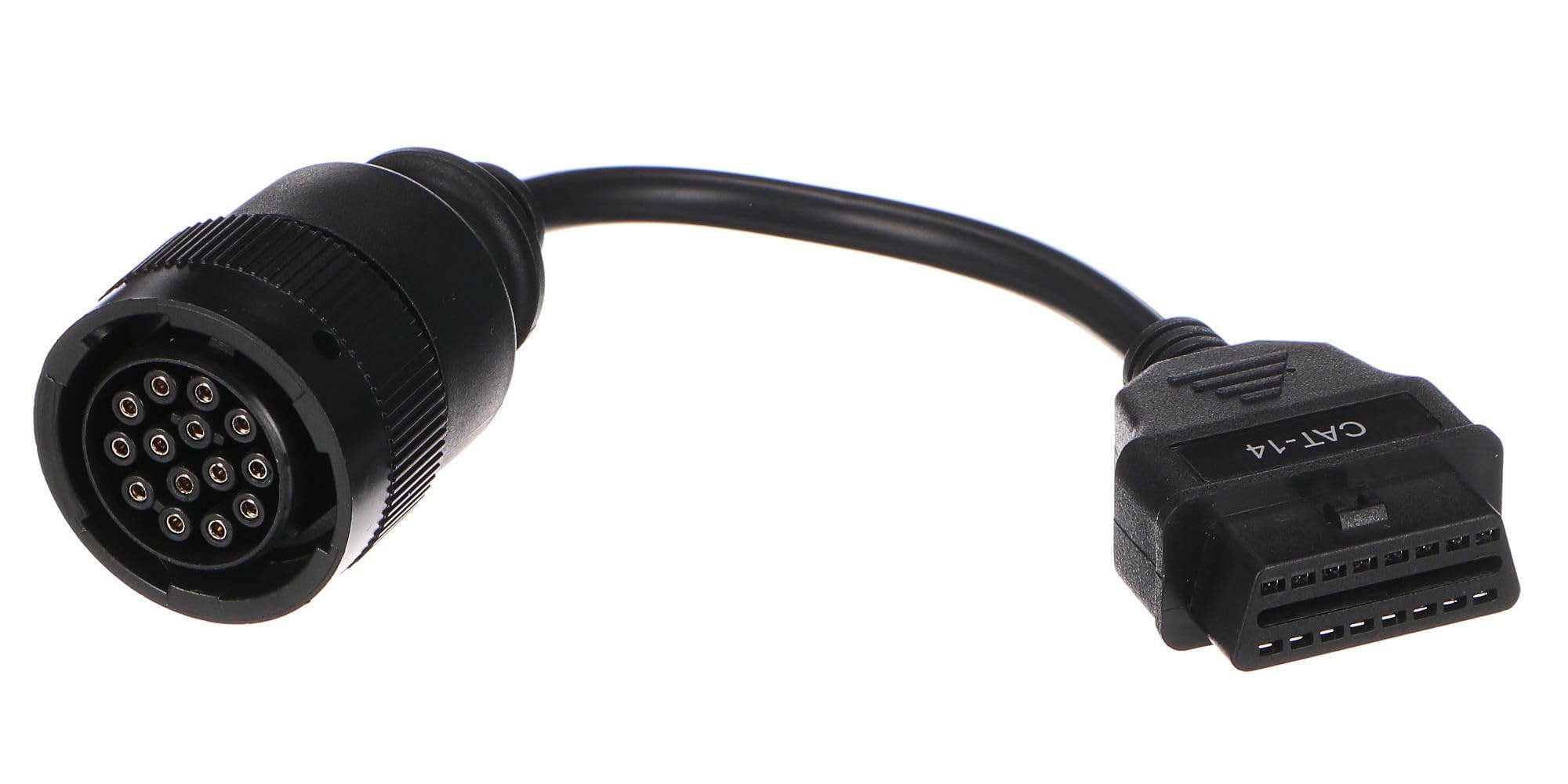Mechanic Cable 9 | Reducción OBD-II de 14 Pines Compatible con Cat Caterpillar | Adaptador de diagnóstico | diagnóstico de vehículos | vehículos comerciales | Accesorios de Taller