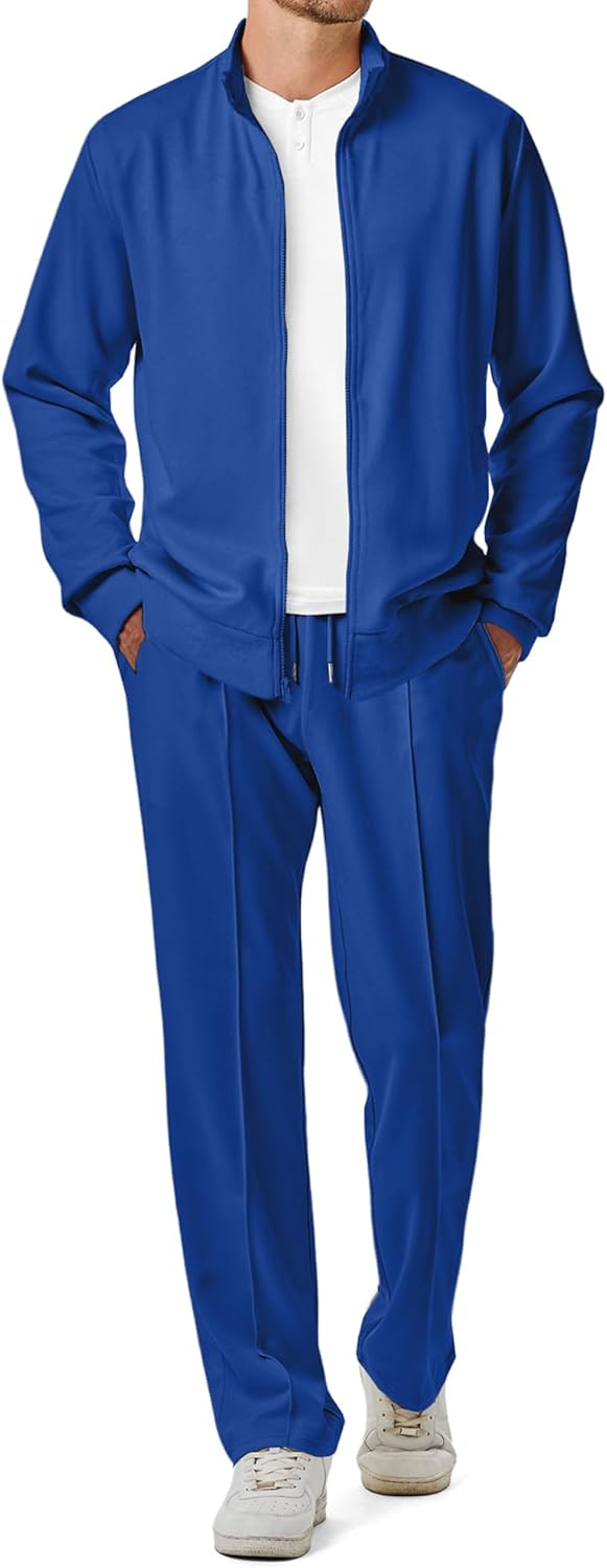 JMIERR Men's Sweatsuit Tracksuit 2 Piece Set Full Zip Casual Jogging Suits with Jogger Jackets and Pants Warm Up Outfits
