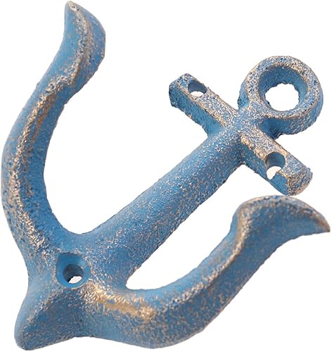 VICASKY Ganchos de metal para colgar en la pared, ganchos de hierro con ancla vintage, ganchos de pared náuticos, ganchos de pared para abrigos de