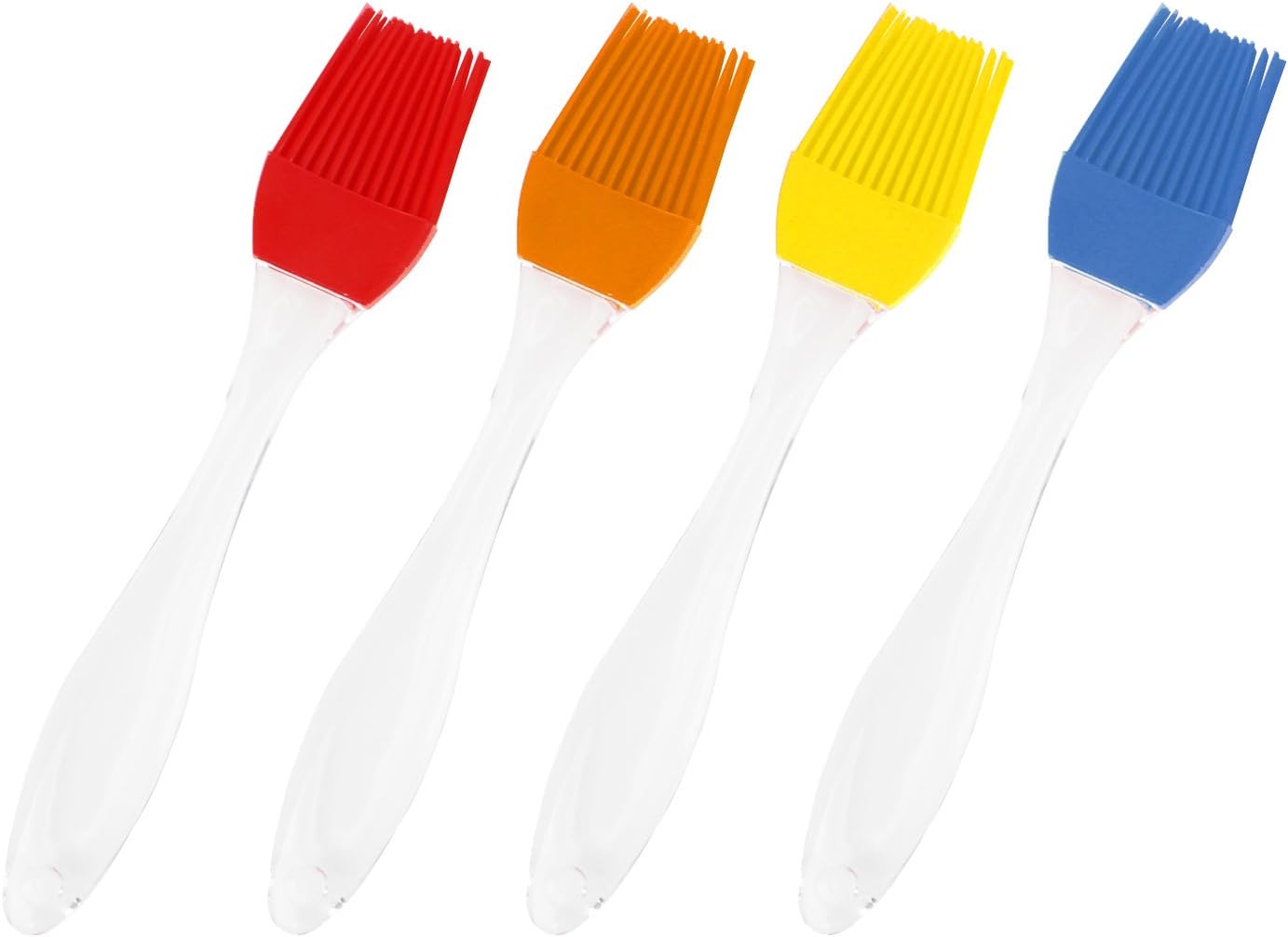 Fodier Silicone Basting/Pastry/Oil Brush, Serving for Kitchen Gadgets, BBQ Grilling, Marinating, Cooking, Baking, Cake Desserts, Steak and More. Set of 4 (Multicolor)