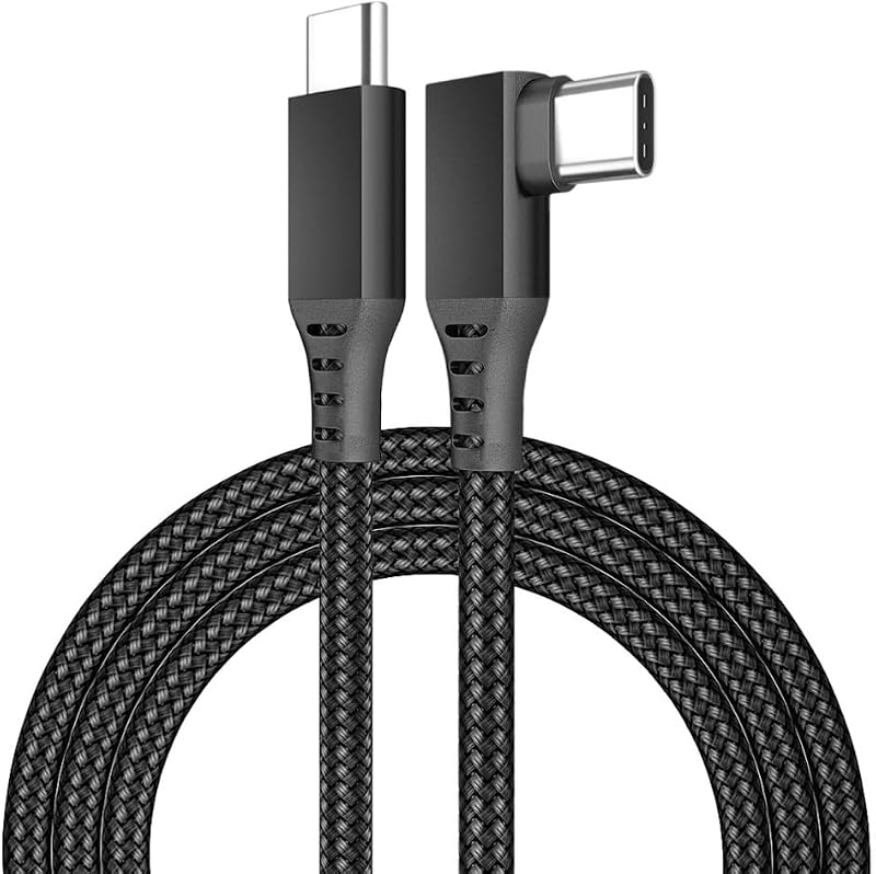 10FT USB 3.0 Type C to C high-speed data transfer charging cable,90 degree L-shaped design,suitable for VR headsets and gaming PCS,compatible with Quest 3,Quest 2/Pro,Pico 4,VR games accessory cable