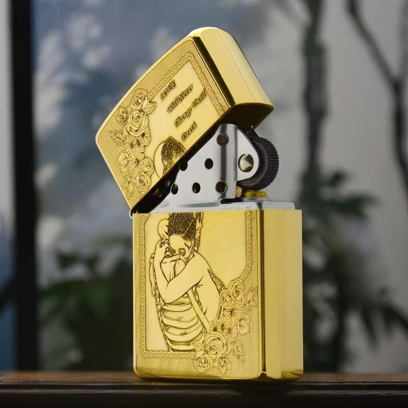 Mechero reutilizable de queroseno abatible con rueda abrasiva y grabado 5