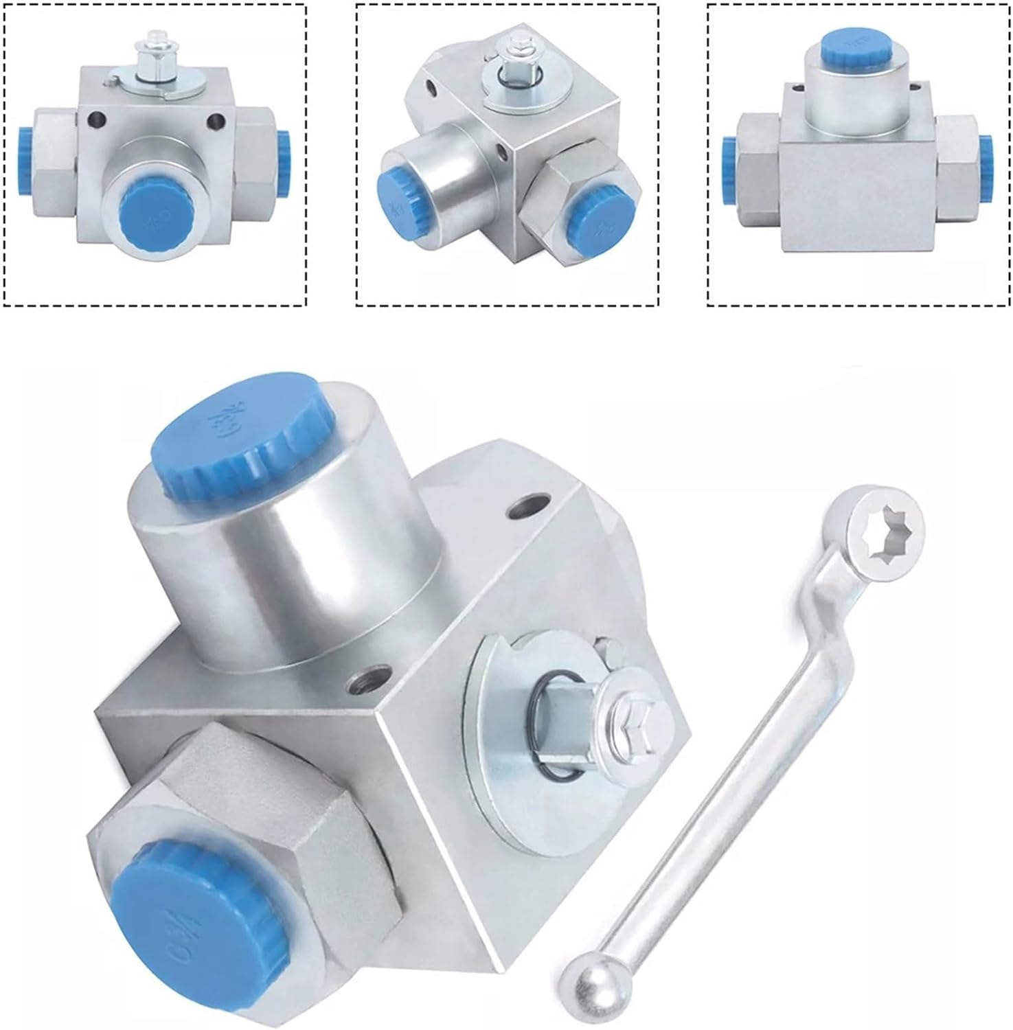 1pc 3 Way Hydraulic Ball Valve High Pressure Ball Valve 1/4 BSP-500Bar Shutoff Valve For Water Oil Natural Gas(G3-8)