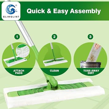 GLIMGLINT Dry Sweeping Cloths Pads Compatible with Swiffer Sweeper- Disposable Duster Refills Mop Pads for Cleaning Dust, Hair, Dirt, Disposable Duster Mop Pad 120PK