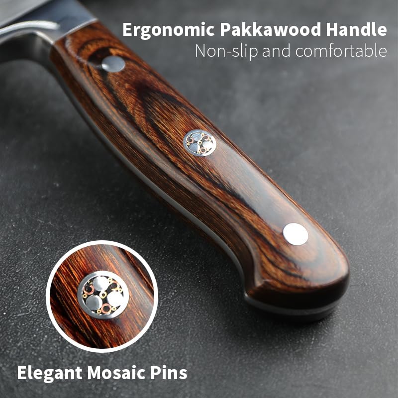 Miniatura 3 de Cuchillo de chef profesional de 8 pulgadas, 1.4116 alemán de acero de alto carbono, cuchillo de chef con mango de madera de Pakkawood, cuchillo de
