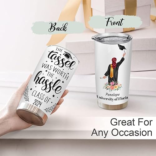 Miniatura 10 de wowcugi Vaso de graduación personalizado con tapa de 20 onzas con tapa con texto en inglés She Believed She Could So She Did, tazas de café de 20