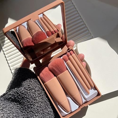 Mini Conjunto Estojo Kit Pincel De Maquiagem Com Espelho (Quadrado)