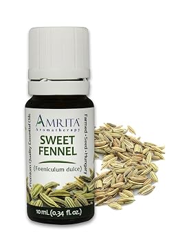 Amrita Aromatherapy Sweet Fennel Essential Oil, 100% Pure Undiluted Foeniculum dulce, Therapeutic Grade, Premium Quality Aromatherapy oil, Tested & Verified, 10ML