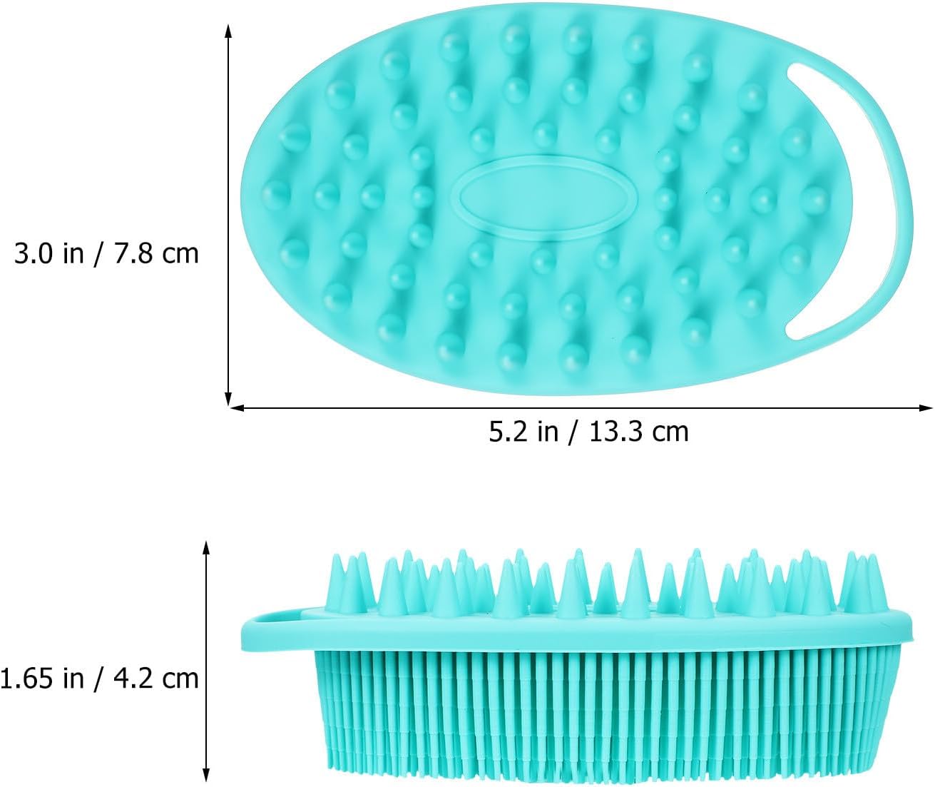 2pcs Dual-Sided Silicone Body Scrubber with Hanging Hook, Exfoliating Bath Brush for Shower Use, Back Scrubber for Men and Women, Green and Pink