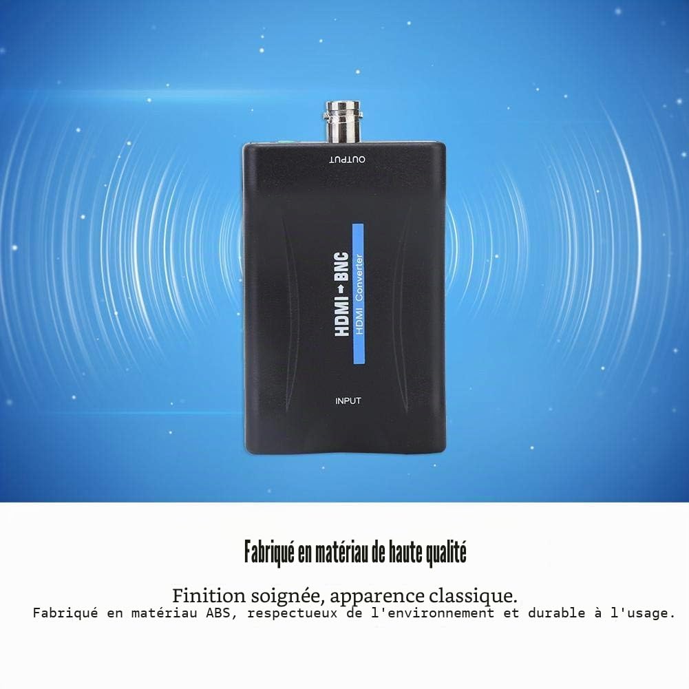 ASHATA Adaptateur HDMI vers BNC, vidéo composite HDMI vers BNC et adaptateur pour convertisseur de signal de 3,5 mm 480i 576i Support pour NTSC/Pal, convertisseur HDMI BNC compatible