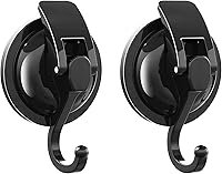 Heavy Duty Vacuum Suction Cup Hooks 15lb Super Suction Matte Black No Drill for Kitchen Bathroom 2 Pack