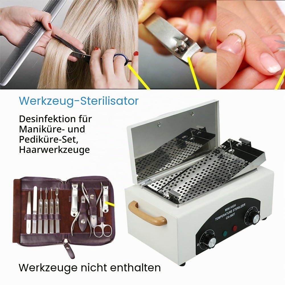 Hochtemperatur Autoklav Sterilisator Trockenhitze Heißluftsterilisator für Schönheitssalon Friseurstudio Nagelstudio Maniküre Fußpflege, Scheren, Nagelwerkzeuge, Schönheitssterilisator