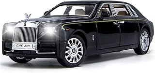 New Simulation Rolls-Royce Phantom Model 1:24 Upgrade Version Exquisite Car Model Zinc Alloy Pull Back Toy car with Sound and Light for Kids Boy Girl Gift(Black)