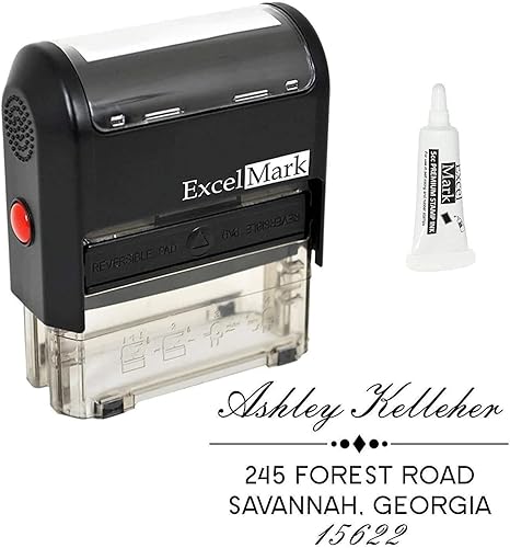 Miniatura 4 de ExcelMark Sello de dirección personalizado, autoentintado, diseño de sello de dirección de retorno 2 (sello más tinta de repuesto de 5 cc)